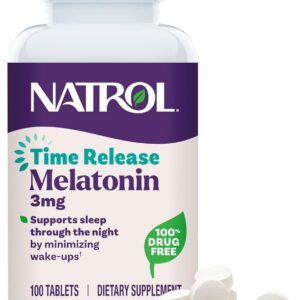 Natrol Melatonin 3 Mg Time Release, Dietary Supplement to Minimize Wake Ups, Nighttime Sleep Aid, 100 Tablets, Up to a 100-Day Supply