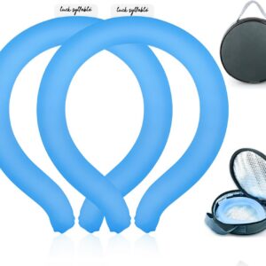 2PCS Neck Cooling Tube with Insulated Bag, Reusable Ice Ring Coolers Wearable Body Cooling Products, Neck Coolers for HotWeather