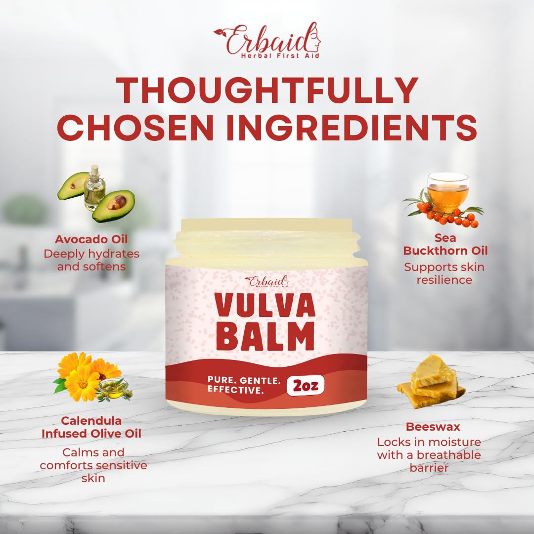 Vulva Balm – Vaginal Moisturizer for Women with Vaginal Dryness & Sensitive Skin – Natural Fragrance-Free Feminine Intimate Skin Care – Menopause & Postpartum Support – External Use Only, Made in USA - Image 5