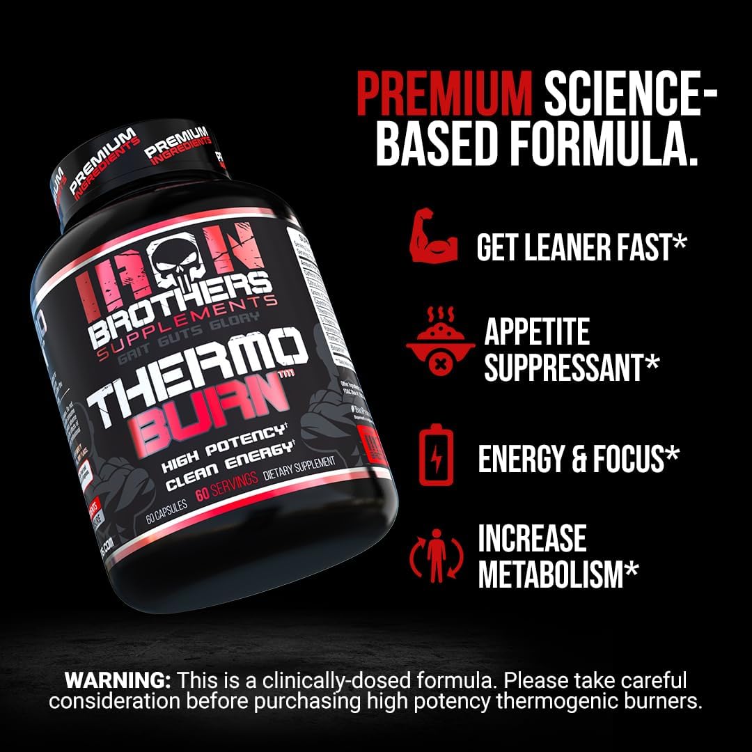Iron Brothers Thermo Burn Hardcore Fat Burner – High Stim Thermogenic with Yohimbine HCl, Grains of Paradise & Caffeine – Metabolism Booster & Appetite Control – 60 Capsules - Image 4