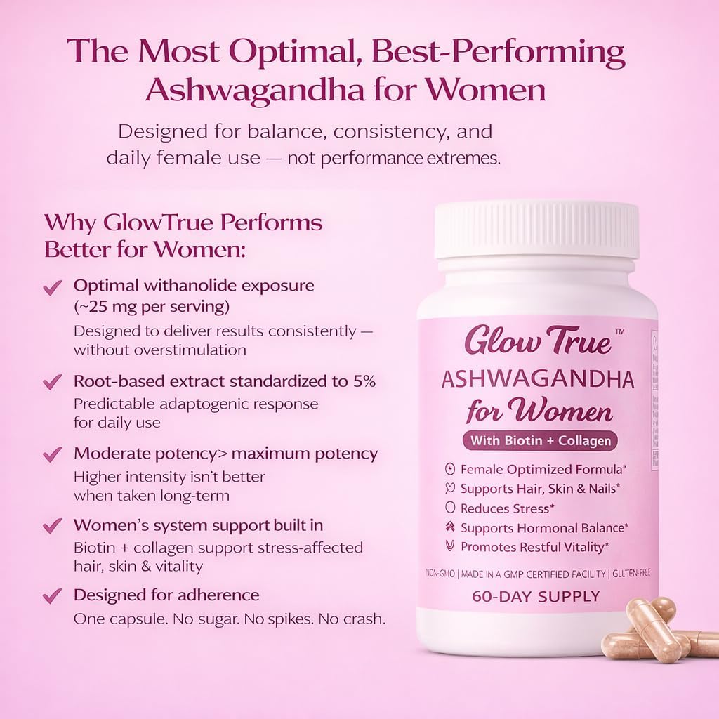 Ashwagandha for Women with Biotin & Collagen – 500mg Female-Optimized Stress & Hormone Support, Hair Skin & Nails – Non-GMO, Gluten-Free Capsules, 60 Count - 2-Month Supply - Image 7