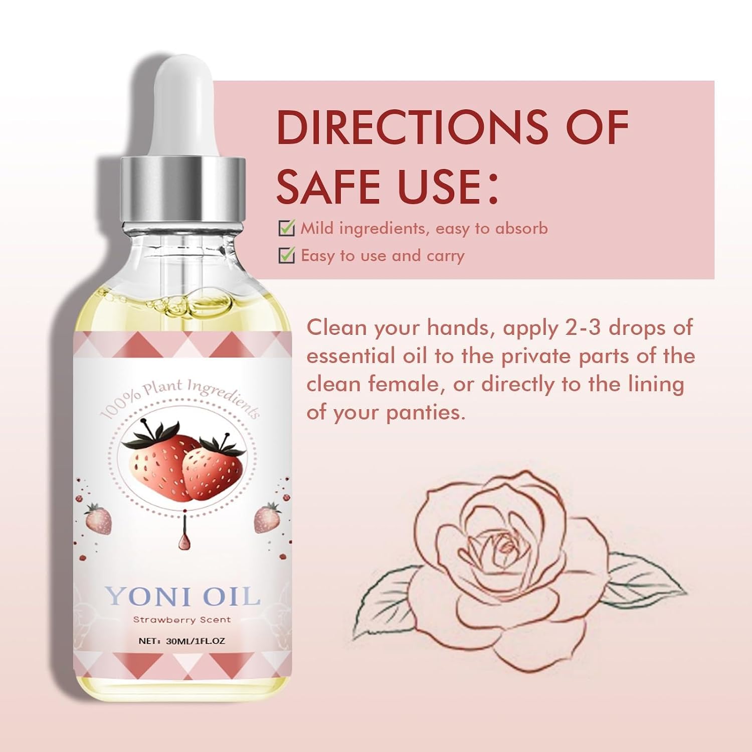 Women Body Oil - Natural Odor Relief & Itching Solution with Vitamin E, Strawberry Extract - pH Balancing Feminine Oil, Moisturizing & Soothing Vaginal Health - Image 9