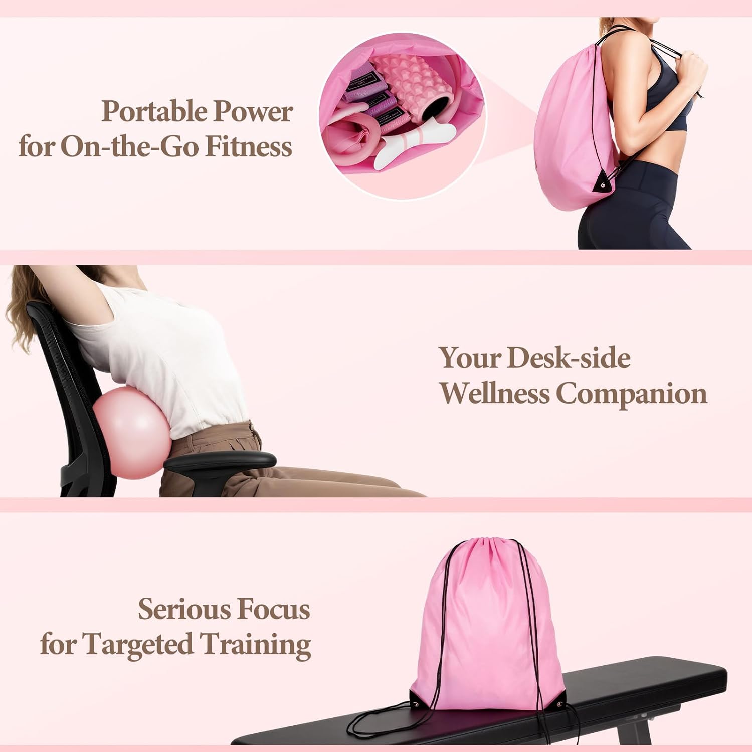 Pink Pilates Ring Kit with 14 inch Magic Circle & Foam Roller, Ergonomic Home Workout Equipment Set, Full Essentials for Women Beginners - Includes Exercise Guide & Storage Bag - Image 8