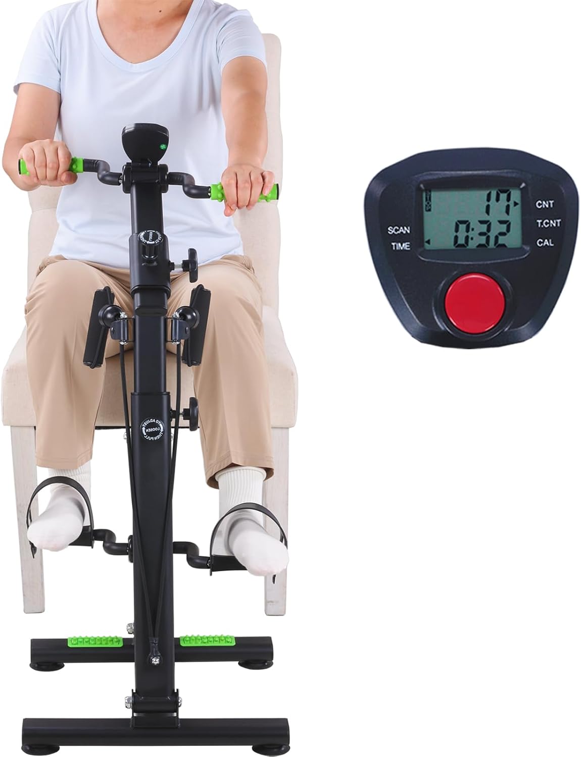 Pedal Exerciser Bike for Seniors, Arm Leg Hand and Knee Elderly Exercise Equipment, Sitting Home Exercise Machine for Total Body, Upper and Lower Limb Physical Therapy Trainer