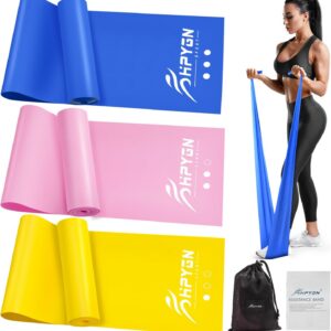 HPYGN 3 Levels Non-Latex Exercise Bands for Physical Therapy & Yoga, Professional Resistance Bands Set for Working Out, Strength Training, Pilates & Rehab, TPE Elastic Stretch Bands for Seniors, Women