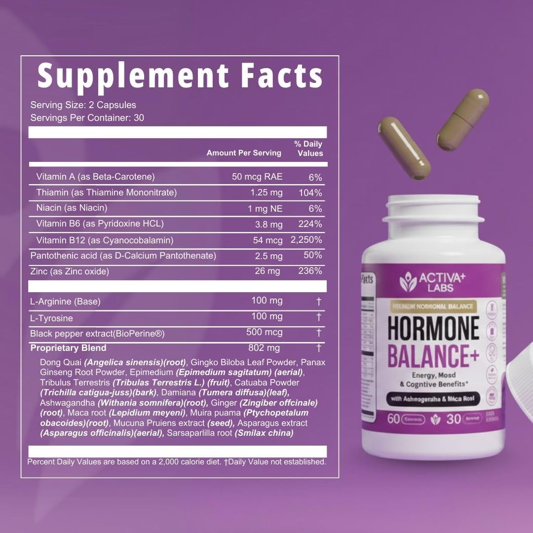 Activa Labs+ Hormone Balance for Women | Boost Energy, Mood, Libido and Focus | Supports Cycle&Menopause Comfort | Gluten, Soy&Lactose Free | 30 Day Supply - Image 9