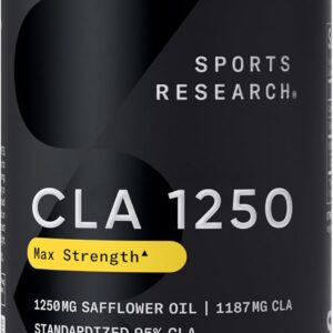 Sports Research CLA - 1250mg with Active Conjugated Linoleic Acid for Men and Women | Non-GMO, Soy & Gluten Free - 95% (180 Softgels)