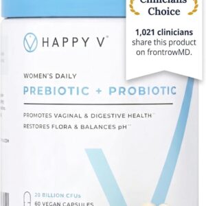 Happy V Dr. Formulated Vaginal Probiotics for Women Odor & Itch Support, Urinary & Gut Health, pH Balance | Womens Daily Probiotic with Patented Prebiotics & Lactobacillus for Feminine Wellness