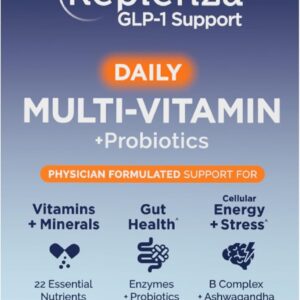 Replenza Daily GLP-1 Nutritional Support Supplement, Essential Vitamins and Minerals, Support for Gut Health, Stress and Cellular Energy – 60 Tablets