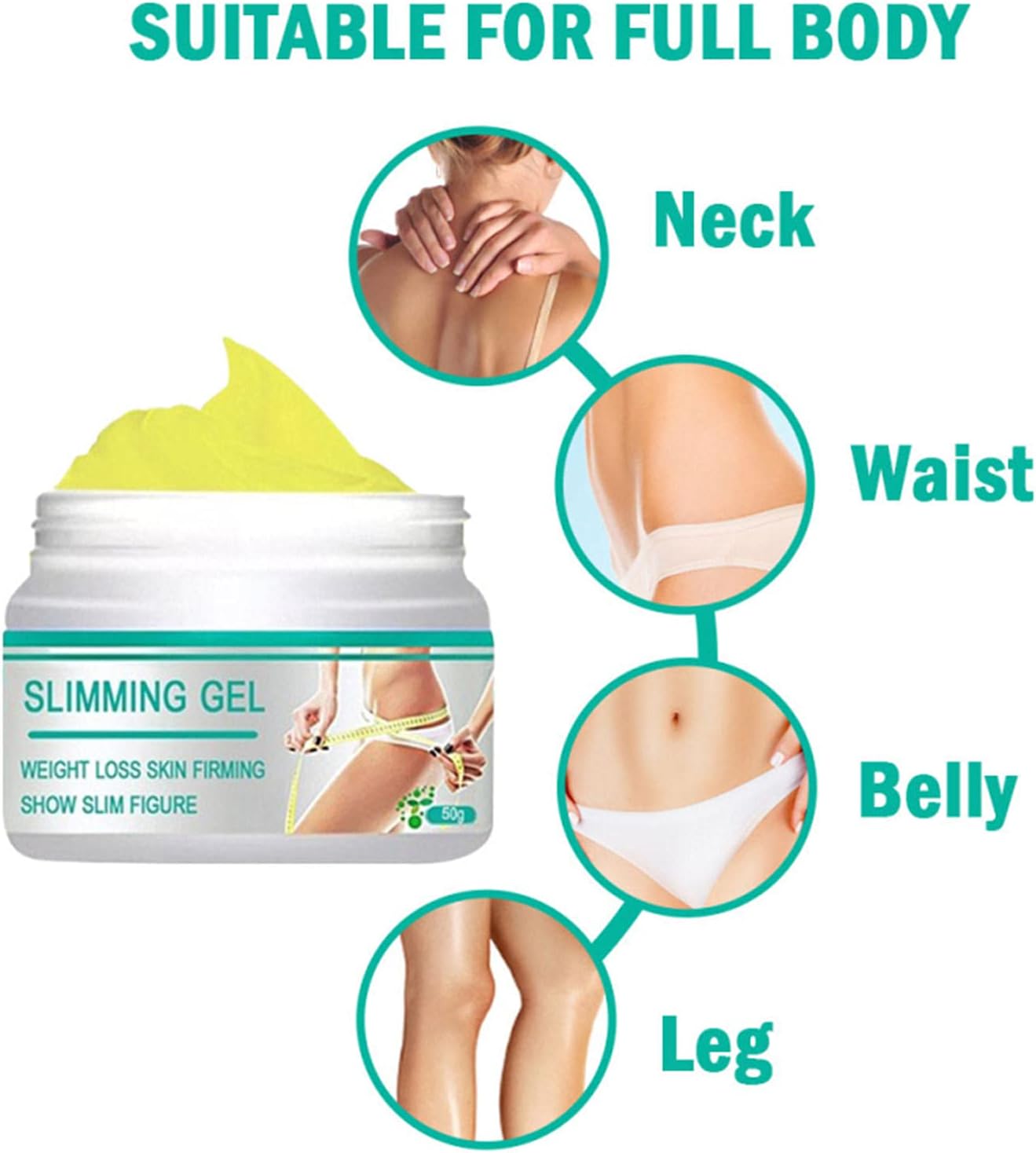 Slimming Cream, Navel Arm Leg Belly Ginger Fat Burning Cream, Weight Loss Skin Firming Moisturizing Massage Gel for Cellulite, Soothing, Relaxing, Tightening & Slimming (50g) - Image 4