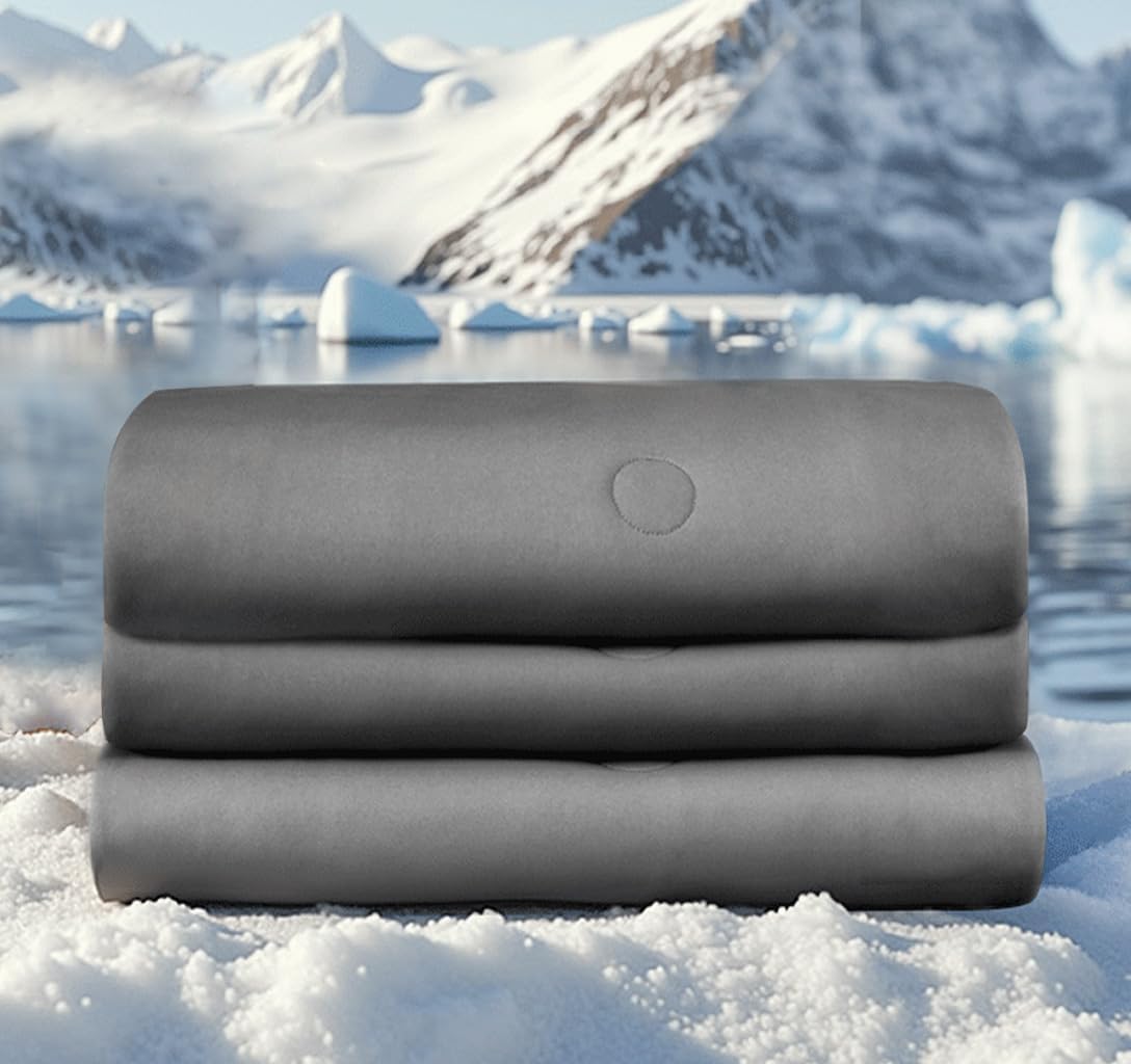 Cooling Comforter Full/Queen Size with Tencel™ Fill, Cooling Blankets for Hot Sleepers & Night Sweats,Double-Sided Cold Blanket All Season Breathable Lightweight Duvet, 90x90 Inches, Grey