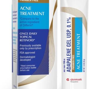 Glenmark Therapeutics Adapalene Gel 0.1% Acne Treatment, Paraben Free Topical Retinoid Cream for Face, Helps Clear and Prevent Acne and Clogged Pores, 45g Tube
