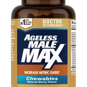 Ageless Male Max Chewable Nitric Oxide Booster Supplement for Men – High Potency Ashwagandha Extract to Boost Workouts, Muscle & Performance, Reduce Stress, Support Sleep - 100 Count