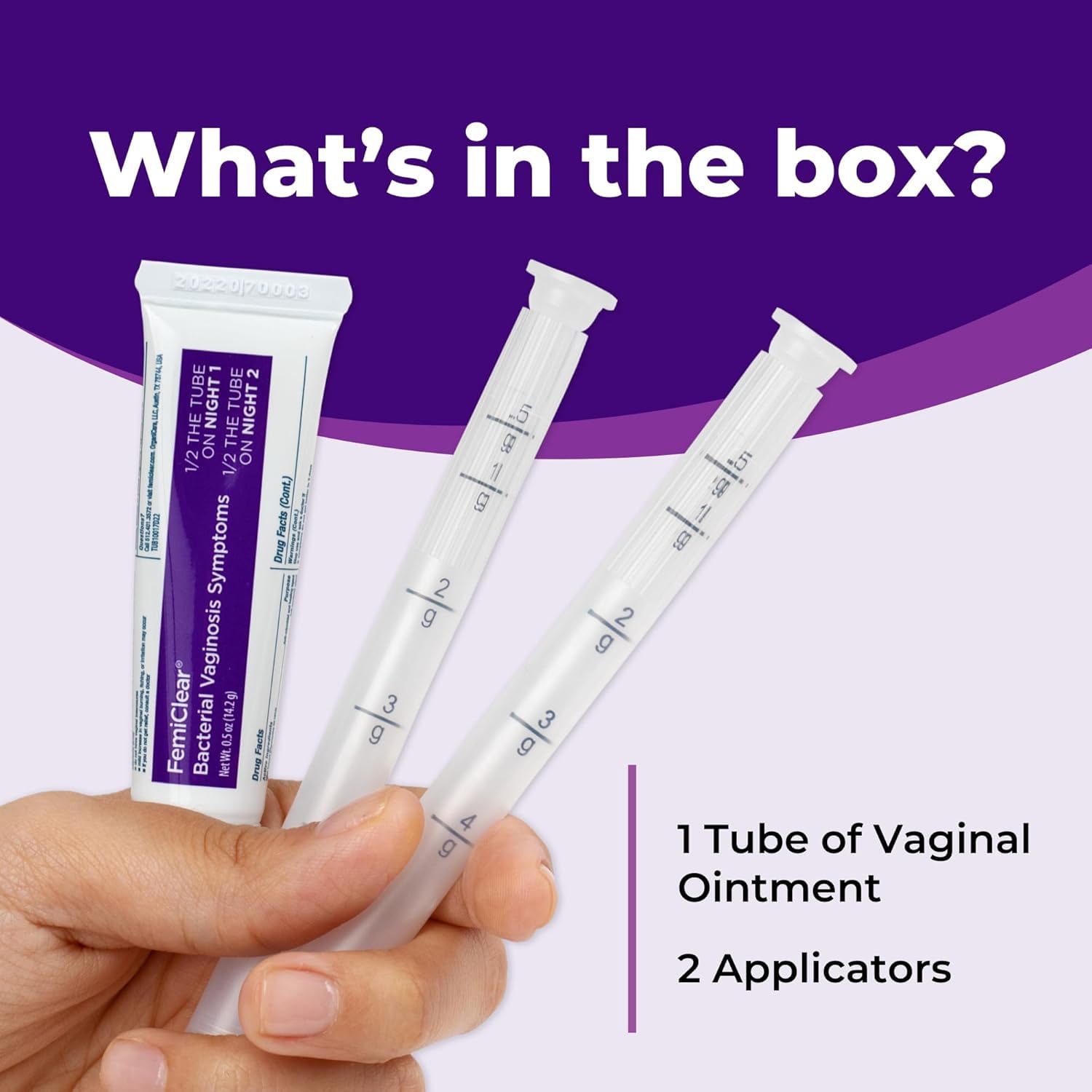 FemiClear Bacterial Vaginosis Symptoms Ointment, 2-Day Dose, 0.5 Oz, Fast-Acting Vaginal Relief for Odor, Itching & Discharge, Supports pH Balance & Vaginal Health, All-Natural & Organic Ingredients - Image 7