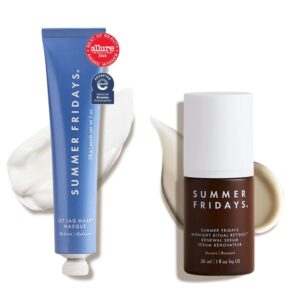 Summer Fridays Evening Duo - Travel Size Jet Lag Face Mask + Midnight Ritual Retinol Serum - Overnight Skin Care Set With Hyaluronic Acid + Niacinamide for Hydrated + Smooth Skin (2 Count)