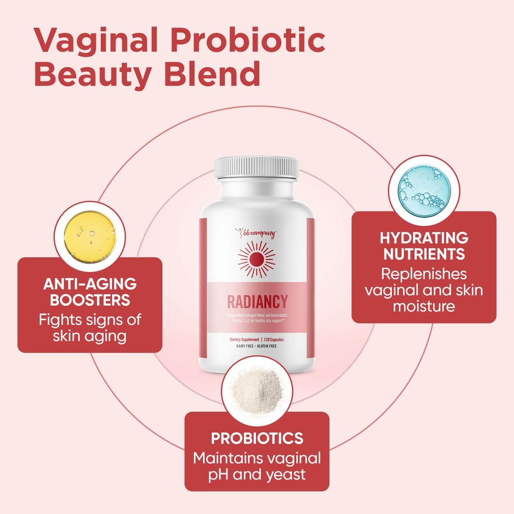 BB Company Radiancy | Vaginal Probiotics for Vaginal Dryness, pH Balance | Fights Itch, Odor | Anti-Aging | Hyaluronic Acid, Probiotics, Vitamin C, Multi Collagen | 120 Ct - Image 3