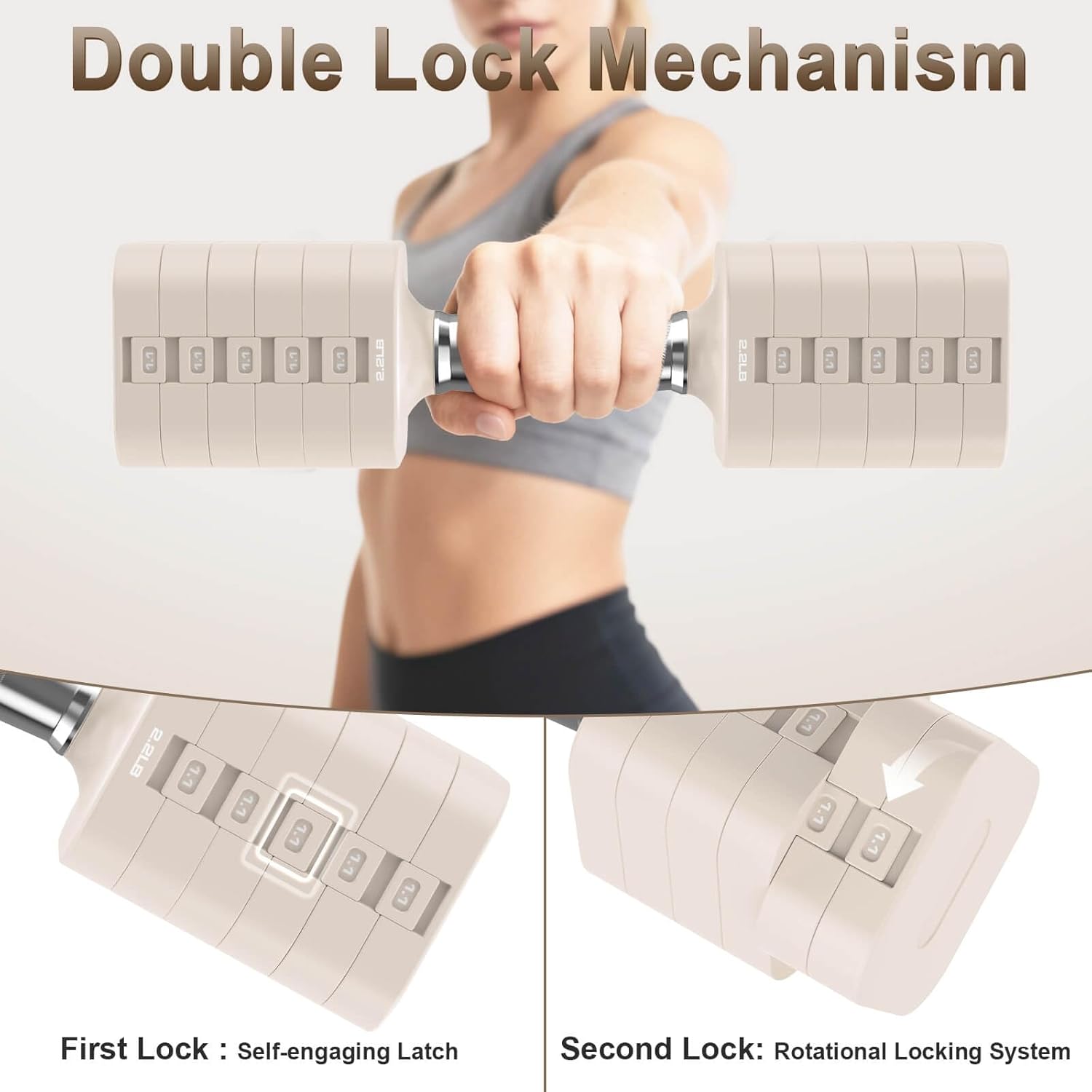 Hezeyferg 30.8LB Adjustable Dumbbell Set, Each Adjustable Weight Dumbbell with 6 Levels 4.4/6.6/8.8/11/13.2/15.4lb, Hand Weights Set for Men/Women Home Gym Exercise Workout - Image 5