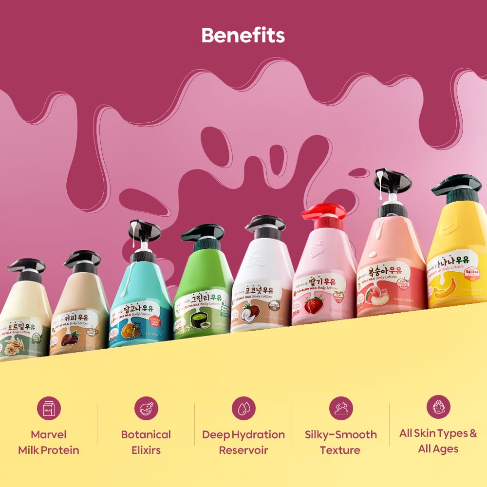 WELCOS KWAILNARA Peach Milk Body Lotion (19.75 Fl Oz) – Korean Body Lotion for Smooth & Soft Skin | Milk Protein, Royal Jelly, & Peach Extract for Radiant Skin | Paraben-Free & Non-Greasy - Image 3