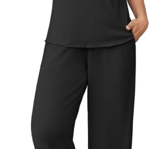 Ekouaer Womens Pajama Sets Viscose from bamboo Lounge Set Soft Pajamas for Women Set Short Sleeve and Long Pants Sleepwear