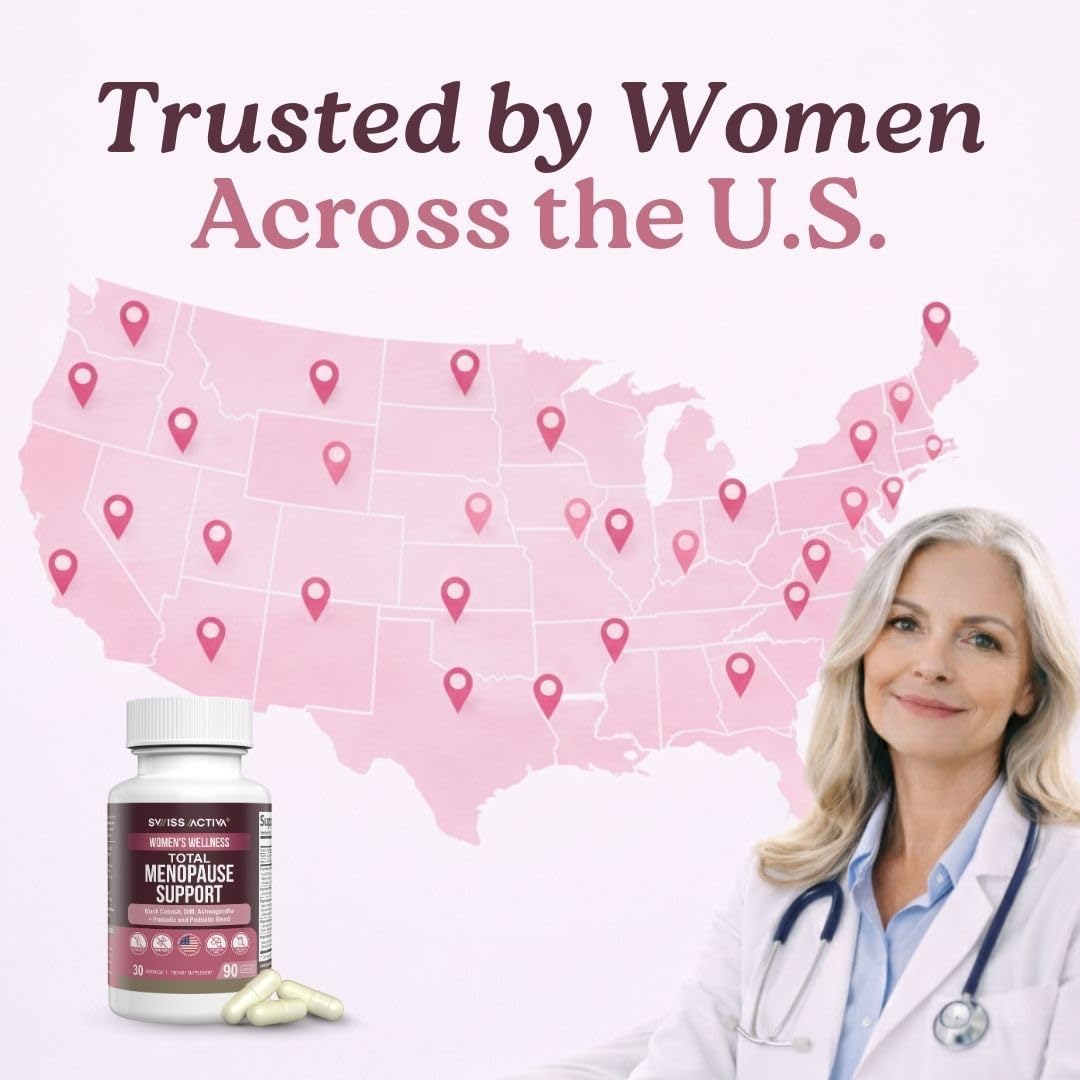 Swiss Activa+ Labs Total Menopause Support – Hormone Balance, Hot Flash Relief, Mood & Energy Boost, Gut Health, Vegan, Non-GMO Plant-Based Menopause Supplements for Women – 30-Day Supply - Image 6