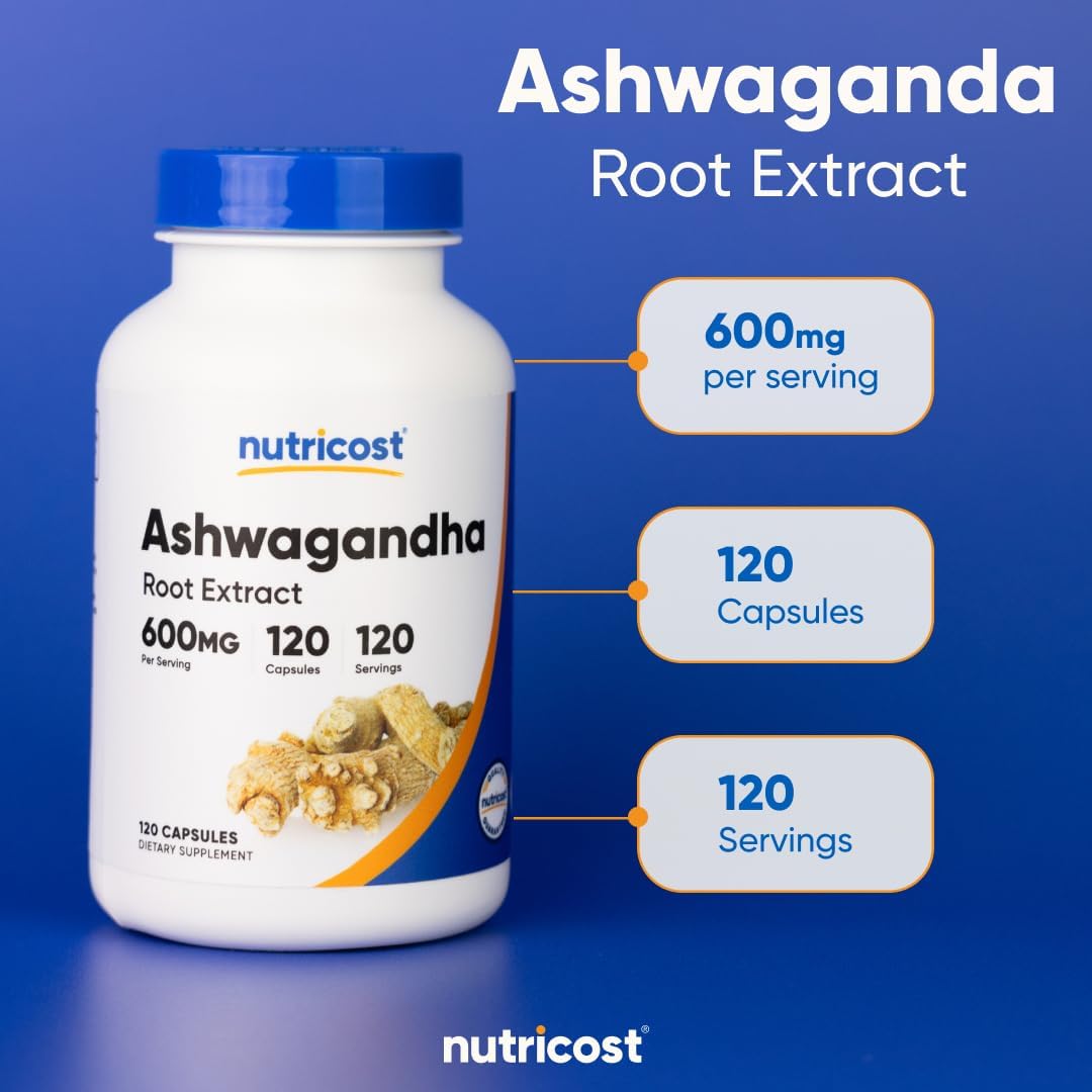 Nutricost Ashwagandha Herbal Supplement 600mg, 120 Capsules - Vegetarian, Non-GMO, Gluten Free, Ashwagandha Root - Image 5