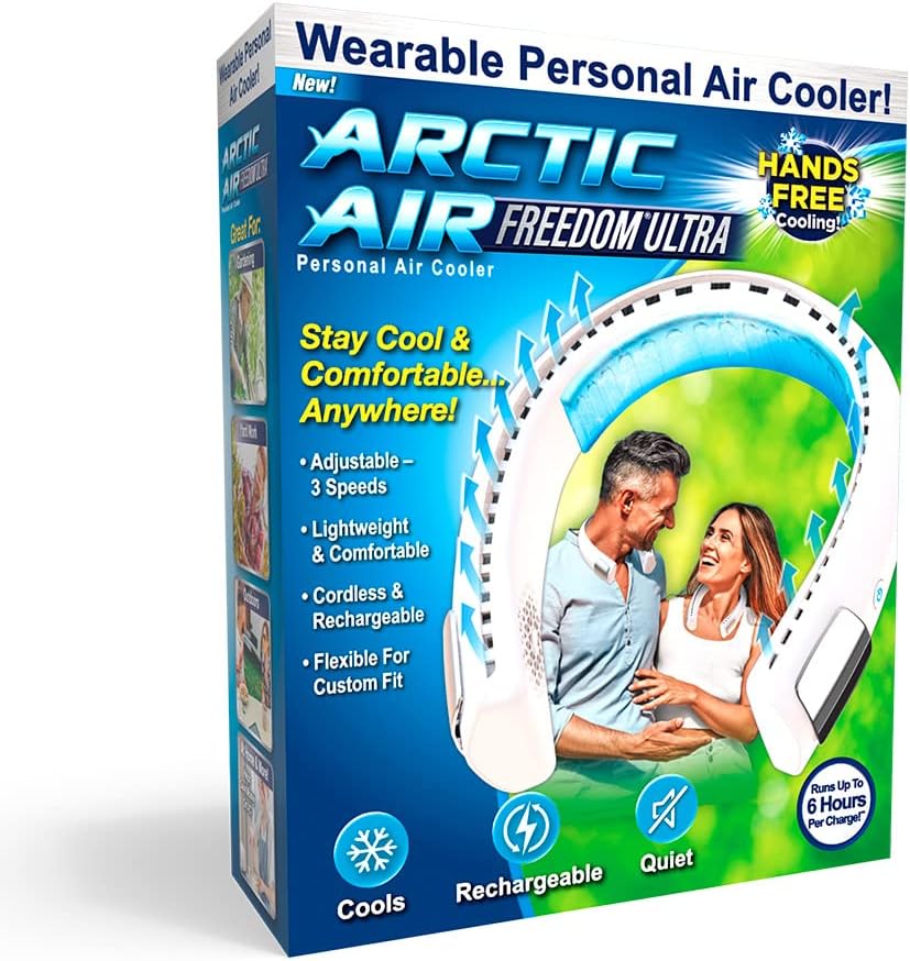 Arctic Air Freedom Ultra Neck Fan, Wearable 3-Speed Neck Cooler, Small Fan for Outdoor & Indoor Use, USB-Rechargeable Fan with 6-Hour Battery Life, Lightweight & Compact - Image 2