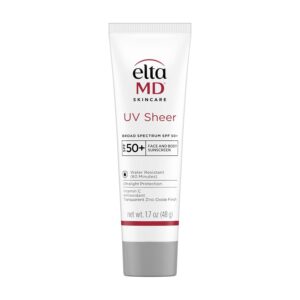 EltaMD UV Sheer Face and Body Sunscreen SPF 50+, No White Cast Sunscreen with Transparent Zinc Oxide and Hyaluronic Acid, Moisturizes and Protects