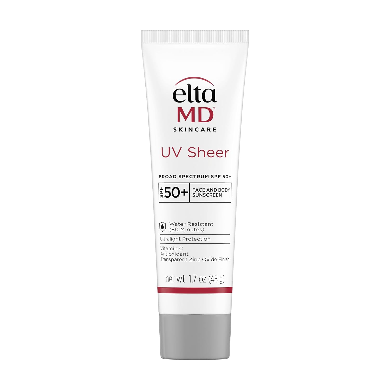 EltaMD UV Sheer Face and Body Sunscreen SPF 50+, No White Cast Sunscreen with Transparent Zinc Oxide and Hyaluronic Acid, Moisturizes and Protects