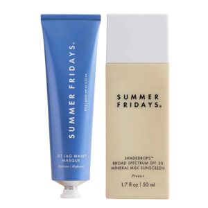 Summer Fridays Summer Skin Essentials - Jet Lag Mask Hydrating Face Moisturizer (2.25 Oz) + Shade Drops Broad Spectrum SPF 30 Sunscreen (1.7 Oz)