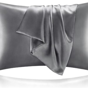 BEDELITE Satin Pillowcase for Hair and Skin, Super Soft and Cooling Similar to Silk Pillow Cases 2 Pack with Envelope Closure, Gift for Women Men(20"x30" Queen Size, Dark Grey)