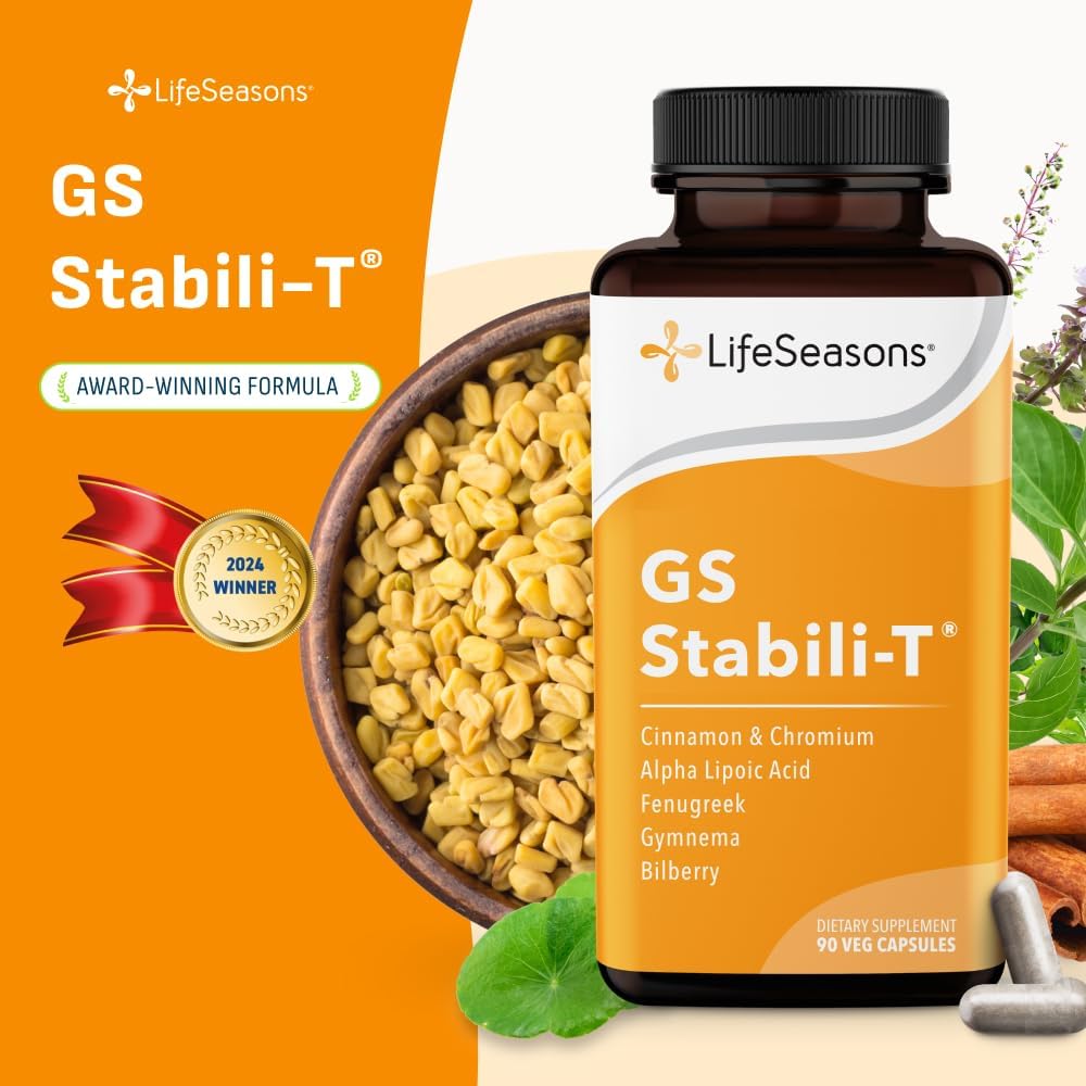 LifeSeasons GS Stabili-T - Blood Sugar Support Supplement - Healthy Circulation & Vision - Maintain Normal Levels - Chromium Cinnamon Gymnema Bilberry & Alpha Lipoic Acid - 90 Capsules - Image 6