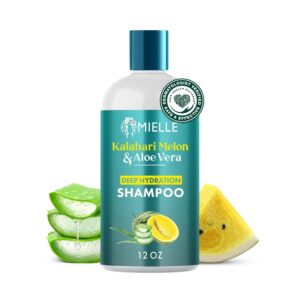 Mielle Organics Kalahari Melon & Aloe Deep Sulfate Free Shampoo - Hydrating & Clarifying Shampoo for Dry, Curly, and Textured Hair - Removes Buildup & Delivers 5 Days of Moisture, 12 Ounce