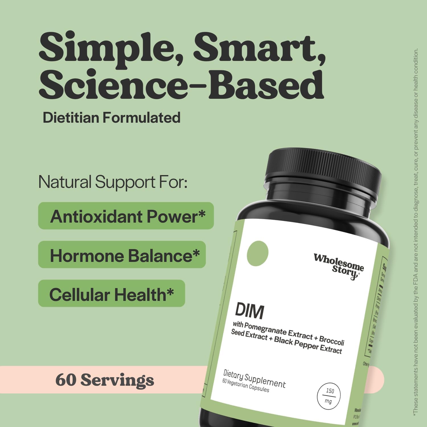 DIM Supplement Women | DIM SGS | Pomegranate, Broccoli and Black Pepper Blend | Estrogen & Hormone Balance for Women | Cell and Tissue Health | 60-Day Supply | Clean Label Project Certified - Image 2