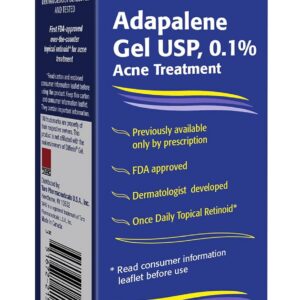 TARO Adapalene 0.1% USP Gel, Paraben Free, Retinoid Acne-Prone Facial Treatment for Sensitive Skin, Prescription Strength (0.5 Oz)