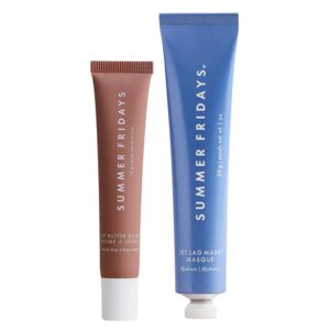 Summer Fridays Lip Butter Balm Hydrating Lip Mask - Shea Butter, Vegan - Vanilla Beige (0.5 Oz) + Jet Lag Mask Mini - Hydrating, Nourishing Face Mask with Antioxidants (1 oz)