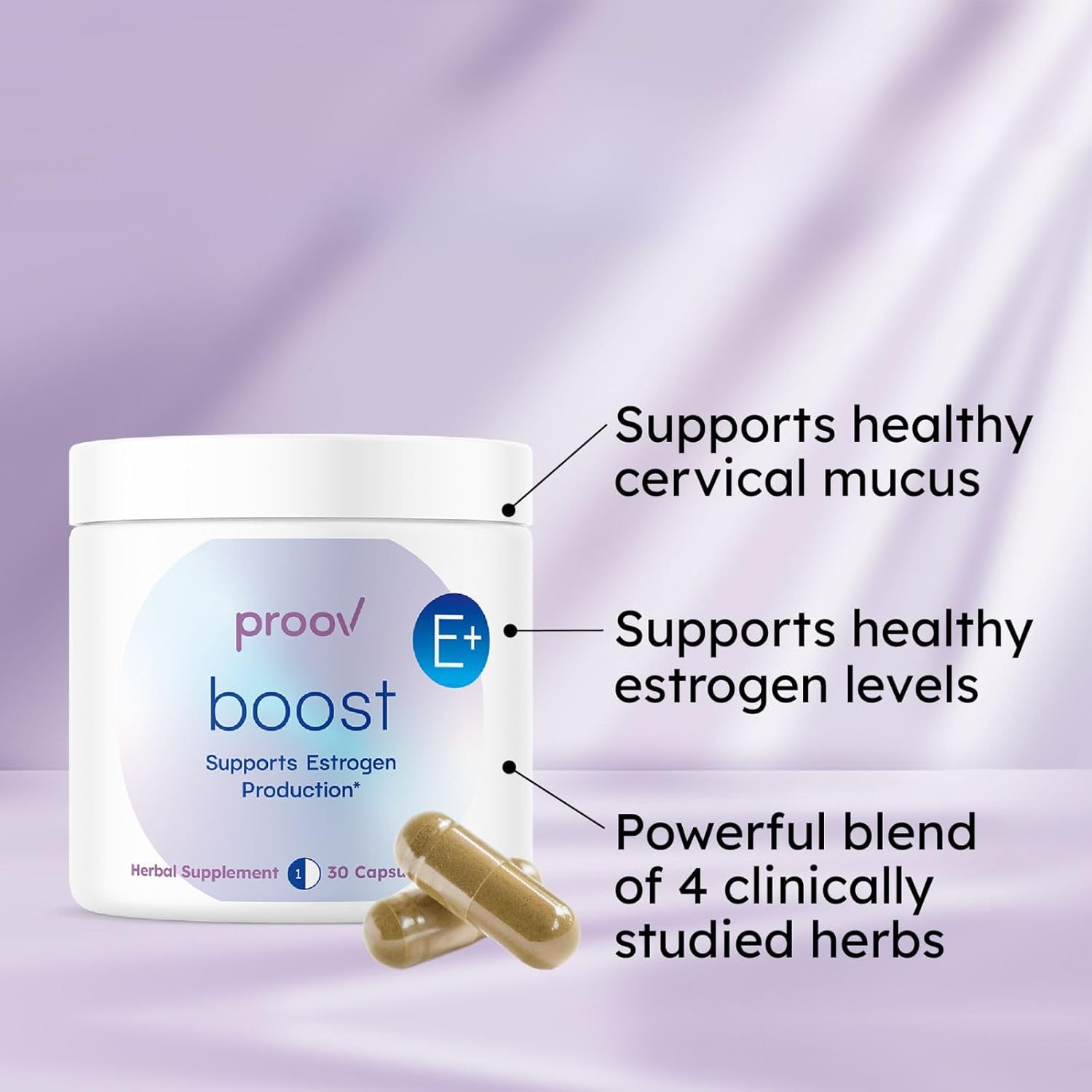 Proov - Boost Supplement for Women - Promotes Estrogen Production - Fertility & Menopausal Support for Women - Hormonal Balance - Evening Primrose Oil Red Clover, Dong Quai, Black Cohosh - 30 Capsules - Image 2