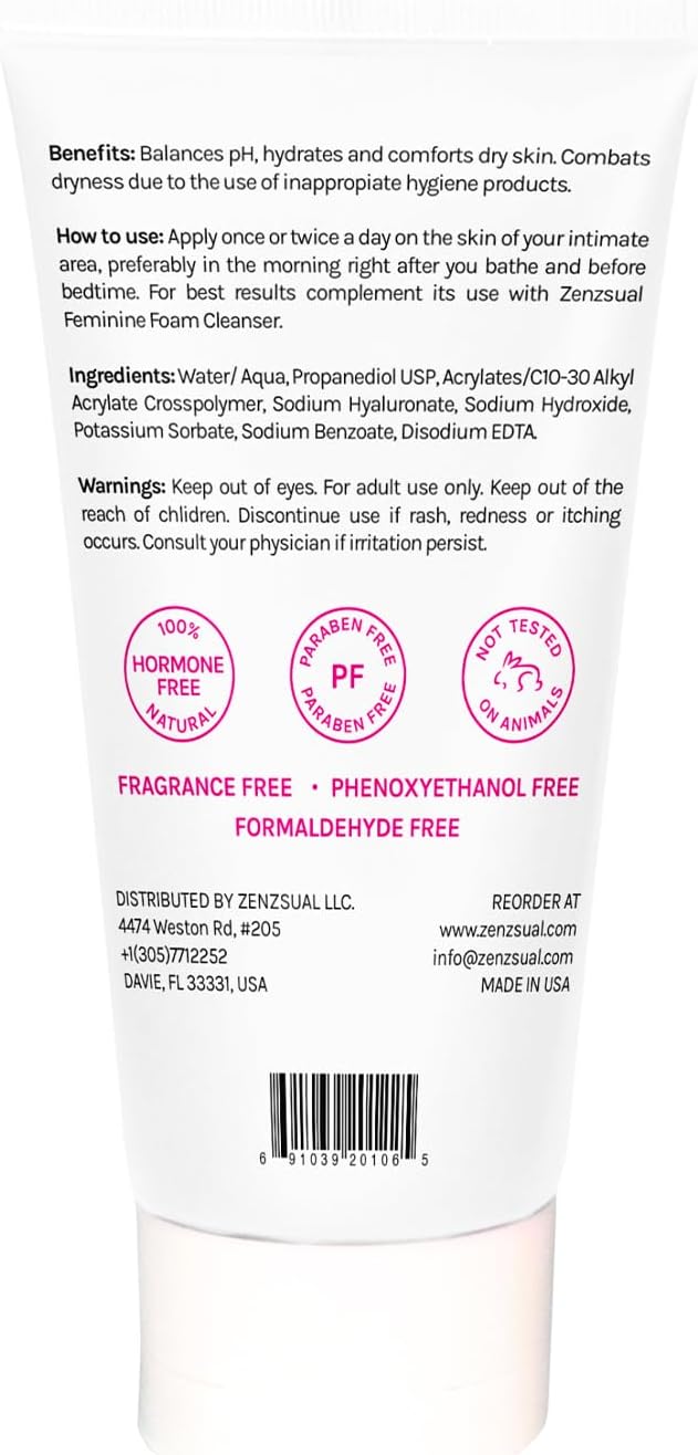 ZENZSUAL Feminine Moisturizing Gel, 1oz Travel Size – 100% Vegan, Paraben Free, Gentle Daily Care – pH Balanced Formula with Hyaluronic Acid – Intimate Dryness Relief and Hydrating Support for Women - Image 2