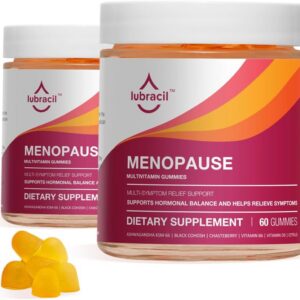 Lubracil Menopause Gummies for Women, Perimenopause Supplements with Black Cohosh & Ashwagandha, Hot Flashes, Night Sweats, Hormonal Balance, 180 Gummies (Pack of 2)