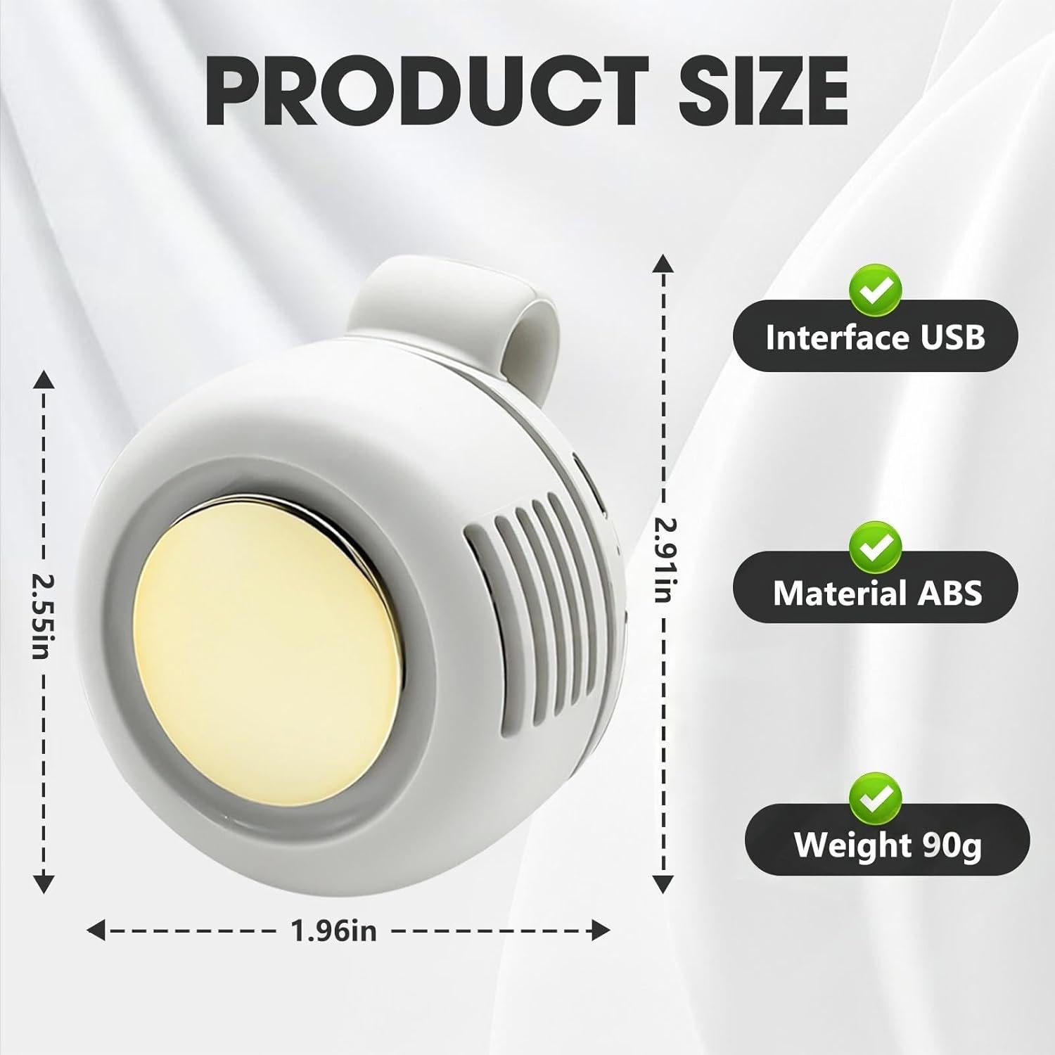 Clip On Fan,Portable Wearable Bladeless Fan,USB Rechargeable 360° Rotatable,3-Speed Silent Mini Personal Fans,Hands-Free Cooling Fan for Outdoor & Travel & Office,Ideal Gift(White) - Image 7