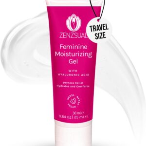 ZENZSUAL Feminine Moisturizing Gel, 1oz Travel Size – 100% Vegan, Paraben Free, Gentle Daily Care – pH Balanced Formula with Hyaluronic Acid – Intimate Dryness Relief and Hydrating Support for Women