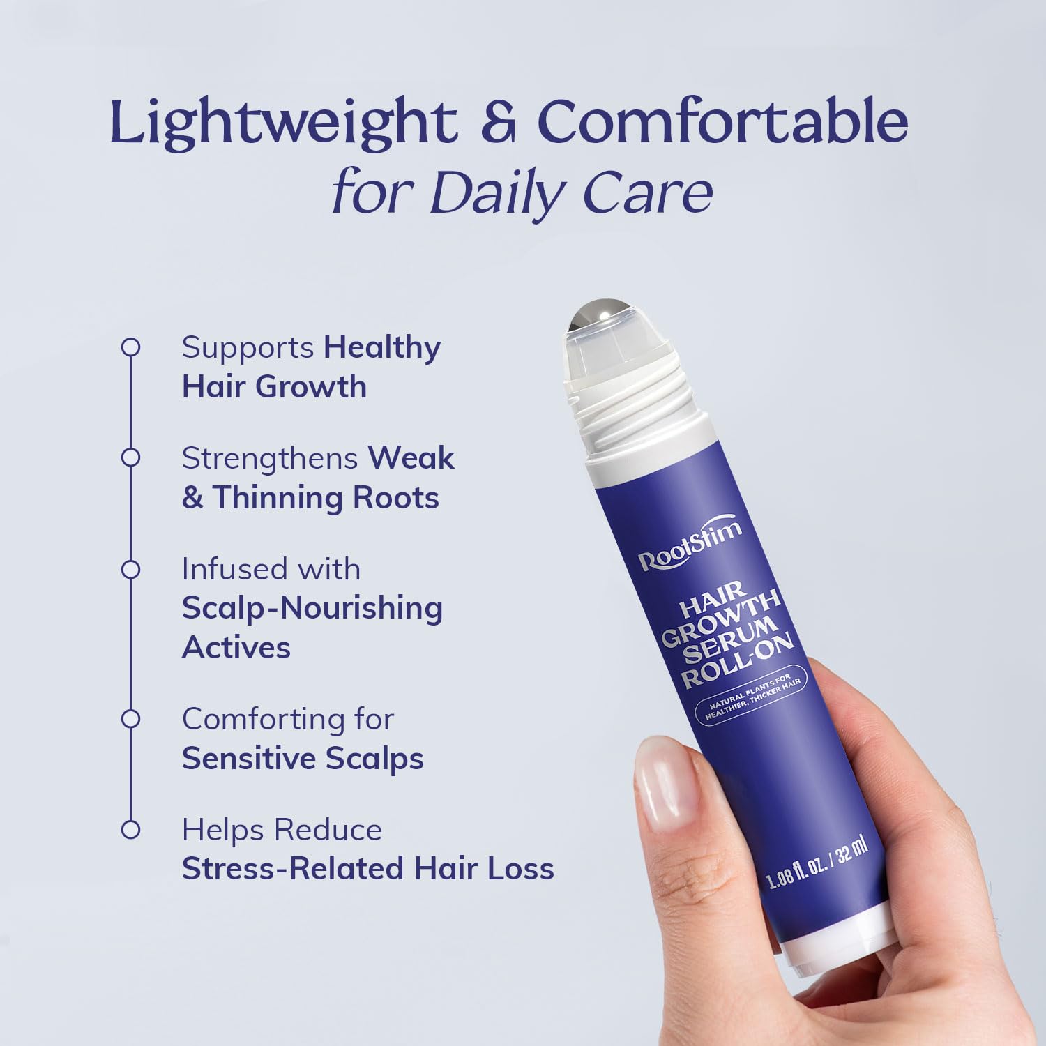 Hair Growth Serum Roll On with Rosemary, Caffeine & Biotin, Helps Support Fuller-Looking Hair, Clean Non-Greasy Scalp Serum for Thinning Hair 1.08 Fl Oz - Image 2