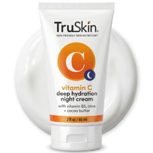TruSkin Vitamin C Night Cream - Brightening Overnight Face Moisturizer with Vitamin B5, Aloe, MSM & Cocoa Butter - Hydrating Vitamin C Face Cream for Smoother, Firmer-Looking Skin, 2 fl oz