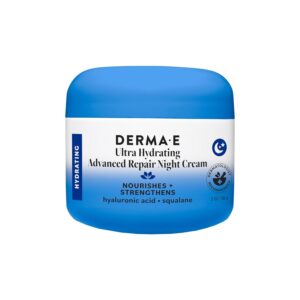 Derma E Ultra Hydrating Night Cream, Advanced Repair Overnight Face Moisturizer with Hyaluronic Acid to Replenish, Smooth and Nourish Skin, 2 oz