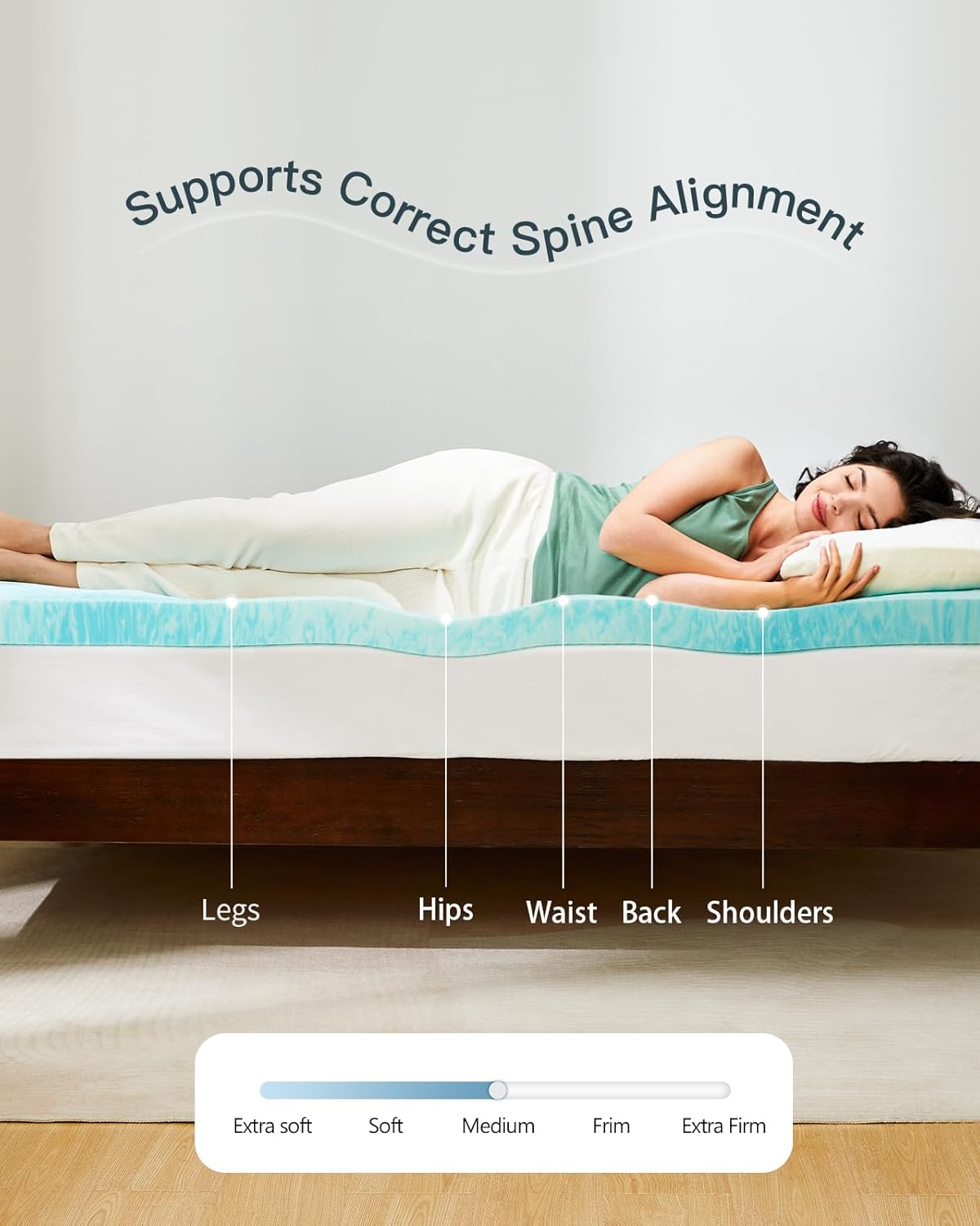PERLECARE 3 Inch Queen Memory Foam Mattress Topper, Cooling Gel Infused Mattress Pad, Ventilated Bed Topper for Pressure Relief, Made with CertiPUR-US® Certified Foam, Blue - Image 3