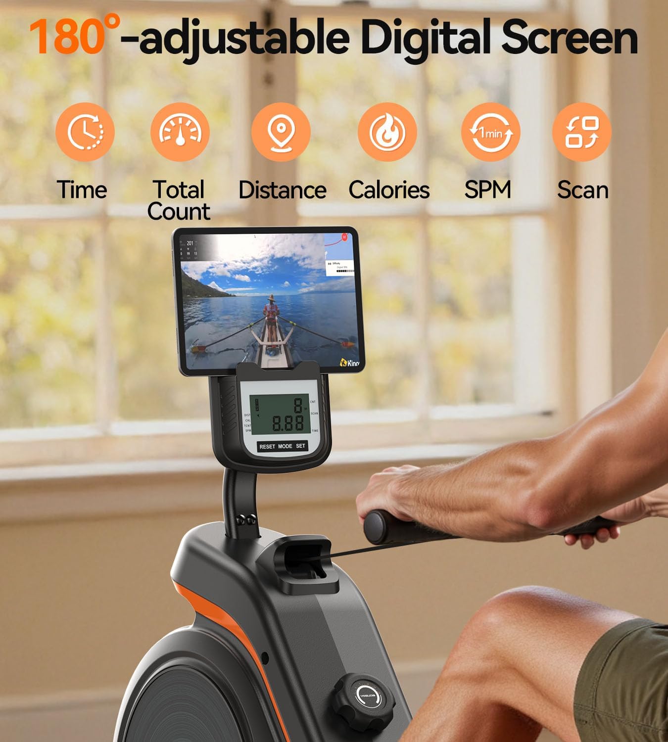 YOSUDA Rowing Machine for Home, Magnetic Rower Machine for Beginners to Athletes, Use with Resistance Adjustment Function, Bluetooth, App Supported, LCD Monitor, and Comfortable Seat Cushion - Image 8