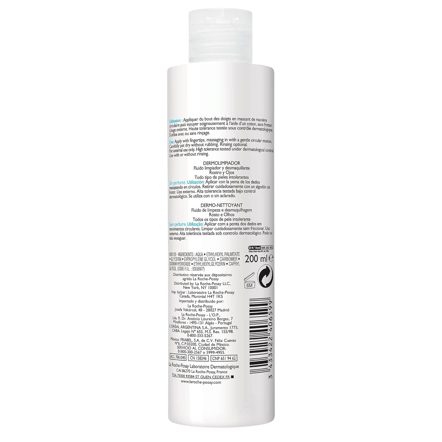 La Roche-Posay Toleriane Dermo Facial Cleanser for Face & Eyes, Gentle Face Wash and Makeup Remover, Milky Texture, Fragrance Free, Preservative Free - Image 2