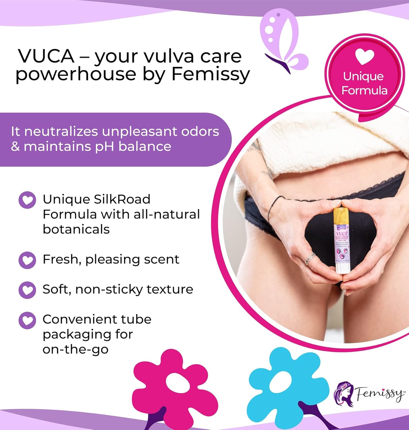 Vulva Balm (2 pcs Bundle: 2 + 0.5 oz); Vulva Cream; Intimate Vulva Moisturizer for Women + Heat Patches for Menstrual Cramps based on Flow Strength, 1 Single Patch for Weak & Normal Flow Herbs & Oils - Image 3