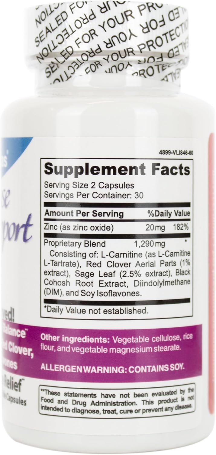 DrFormulas Menopause Supplement for Hot Flashes, Night Sweats Relief, and Support with DIM, Black Cohosh, Soy Isoflavones, and Red Clover (60 Vegetarian Capsules) - Image 2