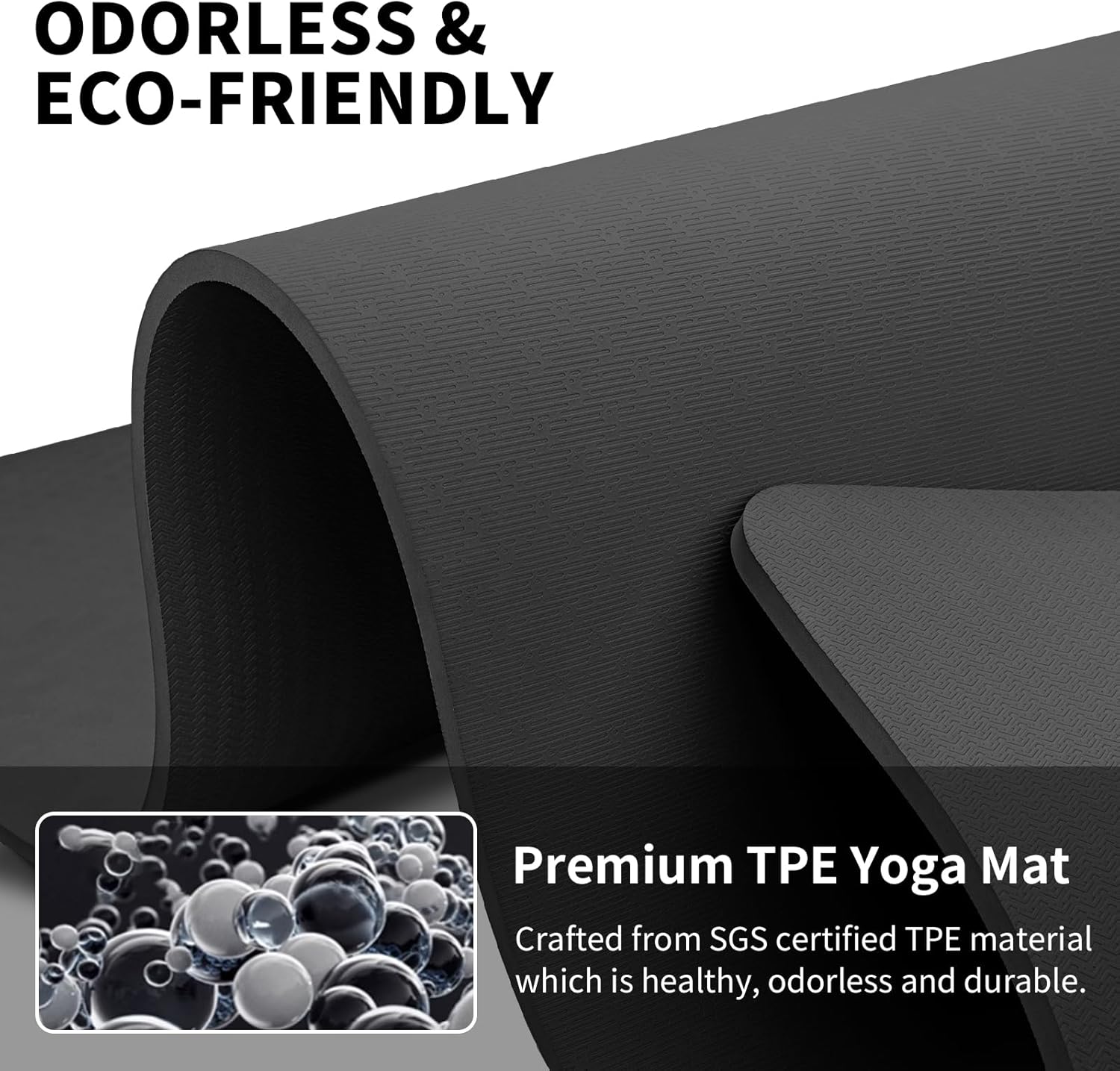 Hatha Yoga Extra Long TPE Yoga Mat 79" x 40" x 1/2" Thick Non-slip Exercise Mat for Home Gym Use, Yoga, Pilates, Fitness & Workouts - Image 5