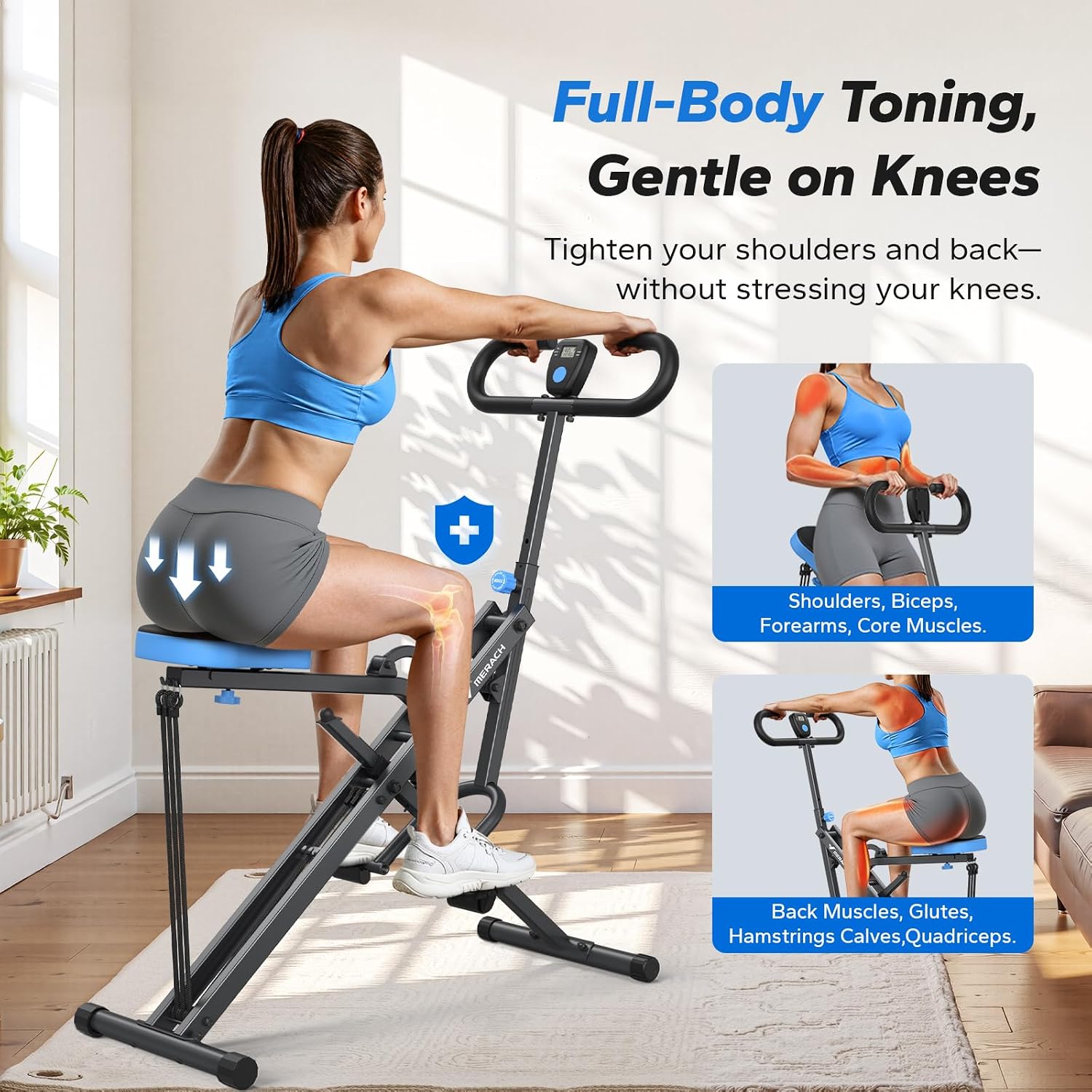 Squat Machine, MERACH R07 2 in 1 Squat Rowing Machine, Easy Setup & Foldable Exercise Equipment, Glute Trainer Machine, Glutes & Leg Home Workout Machine - Image 2